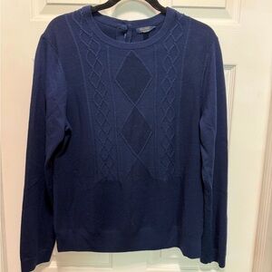 Brooks Brothers Navy Crew Neck Saxon Wool Sweater